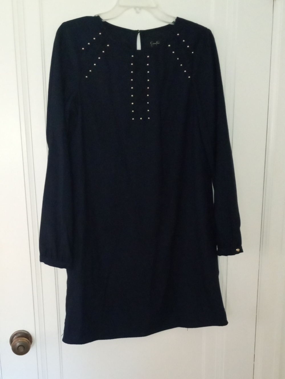 Women’s dark navy blue Stud-Accent Long Sleeve Dress Jessica Simpson, size 8
